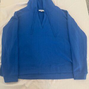 LOFT Outlet Blue V Neck Hoodie Sweatshirt Medium Relaxed Fit Pullover